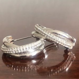 Nadri Trinity Pave hoop earrings silver